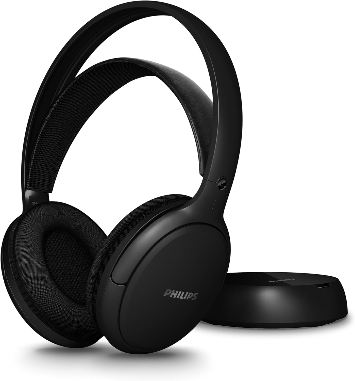 Căști TV wireless Philips SHC5200M2 cu 30 de ore de redare, rază de acțiune de 30 m, conexiune digitală 2.4G, scaun supraaural confortabil, baterie înlocuibilă, sunet clar pentru dialoguri - Negre