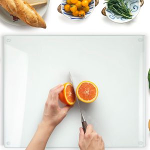 Tocător din sticlă 50 x 40 cm - Tocător igienic din sticlă securizată - Rezistent la căldură, rezistent la zgârieturi și antiderapant - Blat de sticlă pentru bucătărie - Design transparent