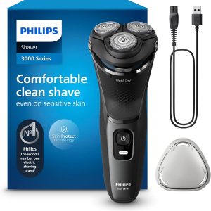 Philips Shaver Series 3000 – Aparat de ras electric pentru bărbați, umed și uscat, cu tehnologie SkinProtect, antracit, cu aparat de tuns barba pop-up, fără fir (Model S3145/00)