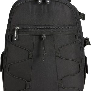 Rucsac mare Amazon Basics pentru cameră cu căptușeală internă pentru DSLR și accesorii, impermeabil și rezistent la șocuri, 30 x 15 x 37 cm, negru simplu