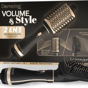 Demeliss Saint Algue - 2 în 1 Volum și Coafare - Uscare și Coafare, Toate Tipurile de Păr - 2 Capete de Perie Interschimbabile - Înveliș Ceramic și Turmalină - 3 Temperaturi