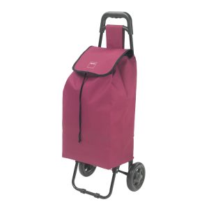Cărucior de cumpărături Metaltex Daphne 40 L cu geantă tip umbrelă, geantă detașabilă, bordeaux