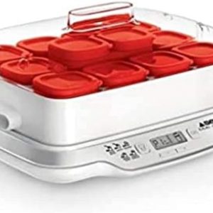 Aparat de iaurt Seb Multi Délices Express, 12 pahare, 140 ml, fără BPA, 5 programe automate, program expres, fabricat în Franța, YG661500