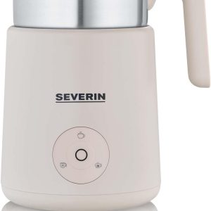 SEVERIN Design Spumator de lapte cu inducție, spumator electric de lapte cu recipient din oțel inoxidabil, spumare rece și caldă + funcție de ciocolată, potrivit pentru lapte vegan, estetic, bej, SM 3589