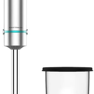 Blender de mână Cecotec Power TitanBlack 1200 XL. 1200 W, tehnologie CrossBlades cu 4 lame cu înveliș negru din titan, bază extra lungă, inserție lamă protecție împotriva stropirii, recipient de 800 ml