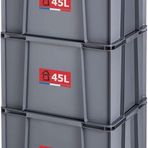Set de 3 cutii Sundis Master Box, 45 L, modulare și stivuibile, gri antracit, gri antracit