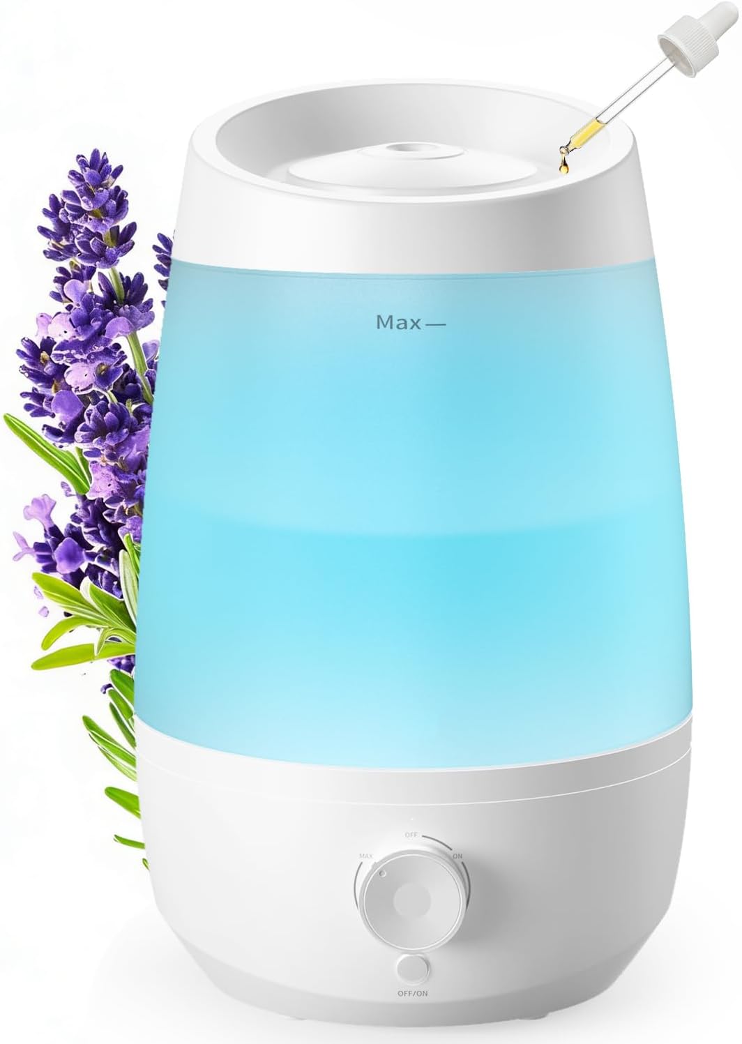 Umidificator de dormitor AROEVE, umidificator de 2,5 L pentru camera copiilor, 250 ml/h, difuzor de uleiuri esențiale 25H, oprire automată, 25 dB silențios pentru bebeluși și plante, alb