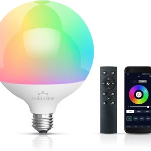Bec LED E27, Bec cu telecomandă, Echivalent 15 W 150 W, Bec alb cald compatibil cu aplicația mobilă și telecomandă, Soclu E27, Reglabil, Culori Zig Million și Moduri dinamice multiple