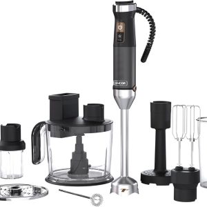 Blender de mână multifuncțional Sencor Ultra-Power 10 în 1, 1500 W, cu tehnologie QuadBlade din titan, control continuu al vitezei, mâner ergonomic, accesorii complete, negru [SHB 6552WH]