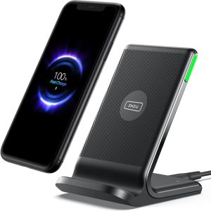 Încărcător wireless INIU, încărcător wireless de 15 W, stație de încărcare wireless rapidă cu suport adaptiv pentru lumină, potrivit pentru iPhone 14, 13, 12, 11 Pro, XR, XS, X, 8 Plus, Samsung Galaxy S22, S21, Google LG