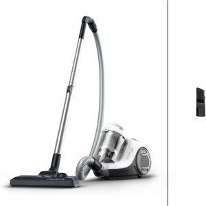 Aspirator fără sac Rowenta Swift Power Cyclonic, motor de 900 W, recipient mare pentru praf de 1,2 L, 77 de decibeli, rază de curățare de 7,6 m, mâner ergonomic pentru transport, aspirator fără sac, alb, RO2917