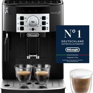 Espressor automat De'Longhi Magnifica S ECAM 22.110.B cu spumator de lapte pentru cappuccino, butoane de selecție directă pentru espresso și control rotativ, funcție pentru 2 căni, rezervor de apă de 1,8 litri, negru/argintiu