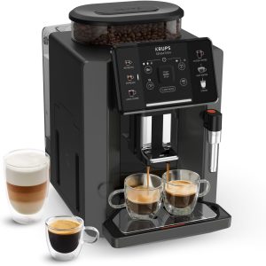 Krups Sensation Espressor automat cu duză pentru spumă de lapte, espressor pentru espresso, cappuccino și latte macchiato, conceput pentru cafea boabe și cafea filtrată, până la 5 băuturi de cafea și funcție pentru 2 cești