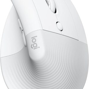 Mouse ergonomic vertical Logitech Lift, wireless, receptor Bluetooth sau Logi Bolt USB, clicuri silențioase, 4 butoane, compatibil cu Windows/macOS/iPadOS, laptop, PC - alb