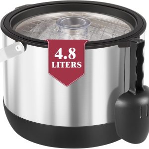 Tavă pentru cuburi de gheață de 4,8 l cu capac și lingură, găleată pentru gheață din oțel inoxidabil, fără BPA, recipient izolat cu pereți dubli pentru gheață, pentru bar de cocktailuri și petreceri