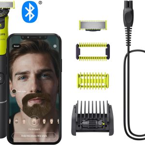 Philips OneBlade 360 cu conectivitate Face+Body, aparat electric de tuns barba, aparat de ras și aparat de îngrijire corporală cu tehnologie lamă 360, lamă 360, pieptene reglabil 5 în 1, kit pentru corp (model QP4631/30)