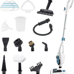 Di4 SteamClean Multi 12 ProMax Aparat de curățat cu abur multifuncțional 12 în 1, 1500 W, Îndepărtează 99,9% dintre viruși și bacterii, Aparat de curățat cu abur pentru curățarea locuinței ECO fără agenți de curățare, Aparat de curățat tapițerie