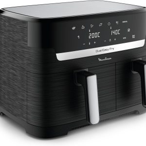 Moulinex Dual Easy Fry 8.3L - Friteuză cu aer dublu, Economie de energie de până la 70%, Capacitate de 5.2L și 3.1L, 7 programe, Rezultate crocante, Se poate spăla în mașina de spălat vase, Carte de rețete digitală