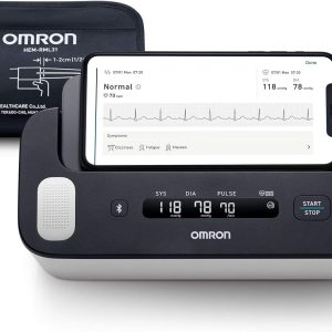 OMRON Complete - Tensiometru inteligent pentru braț cu funcție ECG pentru măsurarea tensiunii arteriale și screening pentru fibrilație atrială (FA) la domiciliu | 22-42 cm | Validat clinic | cu