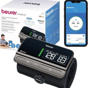 Tensiometru de braț Beurer BM 81 easyLock, manșetă validată clinic cu blocare prin răsucire simplă, fără tuburi sau cabluri, măsurare lină și rapidă cu conexiune la aplicație