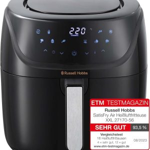Russell Hobbs SatisFry 27170-56 Friteuză cu aer cald XXL 8L, carcasă compactă, 7 funcții de gătit, 10 programe, potrivită pentru mașina de spălat vase, max. 220 °C, friteuză fără ulei, grătar, coacere, prăjire