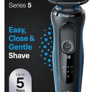 Aparat de ras electric Braun Series 5 EasyClean pentru bărbați, Wet & Dry, Cadou pentru bărbat, Fabricat în Germania, 51-B1000s, Albastru
