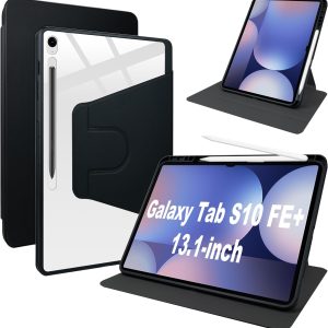 Husă Lemxiee din piele PU pentru Samsung Galaxy Tab S10 FE+ și S10 FE Plus 13,1 inch, cu slot pentru stilou, suport rotativ și rezistentă la zgârieturi, husă din piele PU + acril