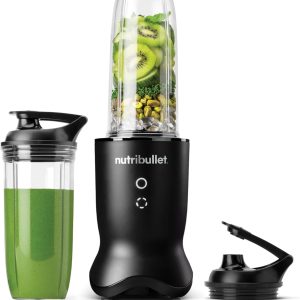 Mixer nutriBullet Ultra NB1206MB cu recipient din Tritan, lame de măcinat din oțel inoxidabil, blender electric pentru smoothie-uri, recipient de 900 ml și 700 ml, 2 capace la pachet, 1200 W, gri