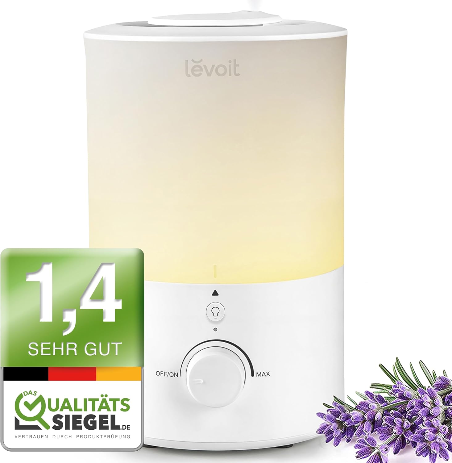Umidificator LEVOIT cu umplere superioară 3 L cu lumină de noapte, duză rotativă la 360°, umidificator potrivit pentru mașina de spălat vase, umidificator silențios pentru cameră, difuzor de aromă 25H pentru dormitor, camera copiilor, plante, bebeluși