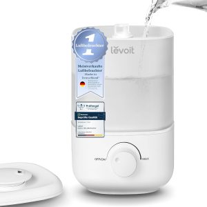 Umidificator de dormitor Levoit, umidificator silențios de 23 dB, umplere superioară pentru bebeluși, până la 25 de ore, umidificator de cameră cu duză rotativă la 360° pentru camera copiilor, plante, oprire auto, 2,5 L, alb