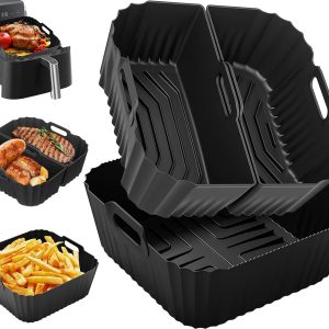Pachet de 3 matrițe de silicon pentru friteuză cu aer cald, accesorii pentru friteuză cu aer cald, inserție reutilizabilă din silicon în loc de hârtie de copt, accesorii pentru friteuză cu aer cald pentru Cosori, Russell Hobb, Chefman, Ninja, Cecotec