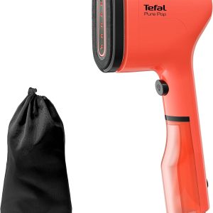 Perie cu abur Tefal DT2022 Pure Pop | 1300W | Rezervor de apă de 70 ml | Îndepărtează până la 99,99% dintre viruși/bacterii/germeni | Încălzire rapidă | Eliberare continuă de abur 20 g/min | Roșu coral/Negru