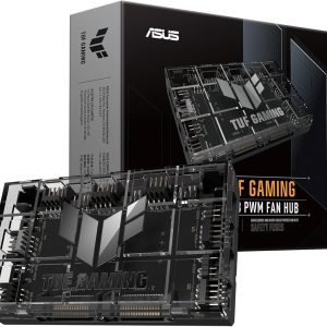 Hub pentru ventilatoare ASUS TUF Gaming ARGB PWM (6 porturi pentru ventilatorul carcasei PWM și controlul ARGB, 2 porturi de alimentare SATA, sincronizează răcirea și efectele de lumină, suport magnetic, indicator de alimentare)