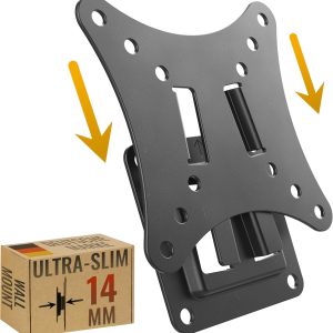 Suport de perete pentru monitor RICOO, ultra-subțire, plat, F0111, universal, LED curbat, QLED QE, 4K LCD OLED SUHD UHD, montare fixă, VESA 50x50, 100x100, negru