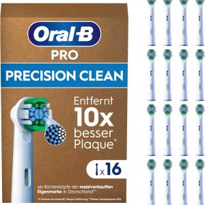 Capete de periuță de dinți de schimb Oral-B Pro Precision Clean - Accesoriu original pentru periuța de dinți electrică Oral-B Pro - Periuțe de schimb pentru curățarea temeinică a dinților - Alb, pachet de 16