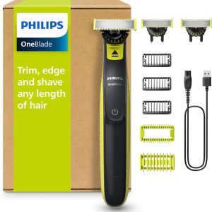 Aparat de ras electric PHILIPS OneBlade 360 pentru față și corp, aparat de tuns și de îngrijire corporală, 3 lame x 360, 3 accesorii de tuns (1/3/5 mm), 2 accesorii pentru corp, bărbierit umed și uscat pentru față și corp (QP2824/31)