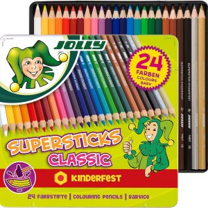 Creioane colorate Jolly, Supersticks, creioane colorate sigure pentru copii, rezistente la rupere și non-toxice, fabricate în Austria, Classic