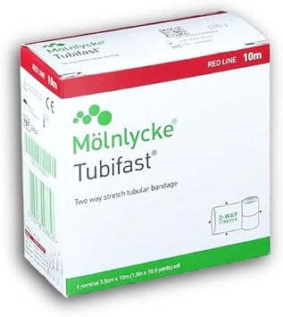 Pansament elastic bidirecțional roșu Tubifast, absorbant, 3,5 cm x 10 m, 1 x bandaj de tifon Molnlycke