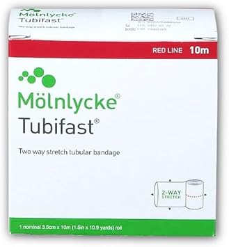Pansament elastic bidirecțional roșu Tubifast, absorbant, 3,5 cm x 10 m, 1 x bandaj de tifon Molnlycke - Image 2