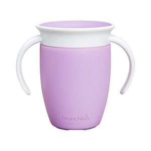 Cupă Munchkin Miracle 360° Trainer cu mânere și capac, violet