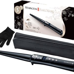 Ondulator Remington [Conic 13-25 mm] Pearl Digital (Înveliș Ceramic de Înaltă Calitate cu Perle Reale) Ecran LCD 130-210°C, Mănușă de Căldură, Bucle Naturale, Bucle Spirale și Onduleuri de Plajă, CI951