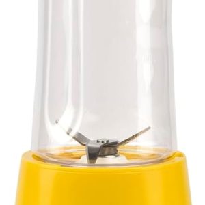 Blender Girmi FR04 Smoothie Maker, 0,5 litri, 4 lame din oțel inoxidabil, fără BPA, funcție Pulse, capac cu blocare pentru călătorie și orificiu pentru băut, galben/alb