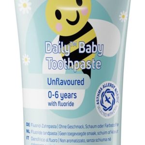 Pastă de dinți TePe Daily Baby, fără gust, 0-6 ani, pastă de dinți delicată cu fluor pentru bebeluși, pentru prevenirea cariilor, conținut de fluor adecvat vârstei
