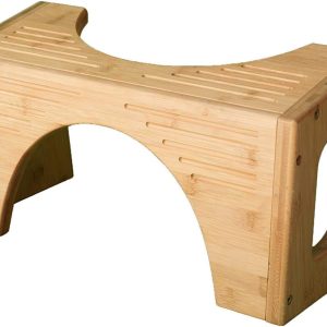 Squatty Potty Taburet de toaletă rabatabil original din bambus, înălțime de 18 cm și 23 cm, maro