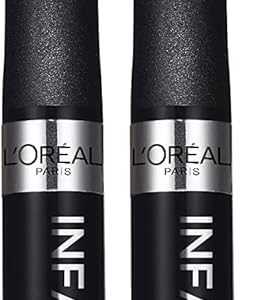 L'Oréal Paris Infaillible 24H Grip Precision Felt Liner, Pentru un tuș de ochi expresiv de până la 24 de ore, Nu se întinde, Nu se întinde, Rezistent la apă, Culoare: 01 Negru, 0,4 g (Pachet de 2)