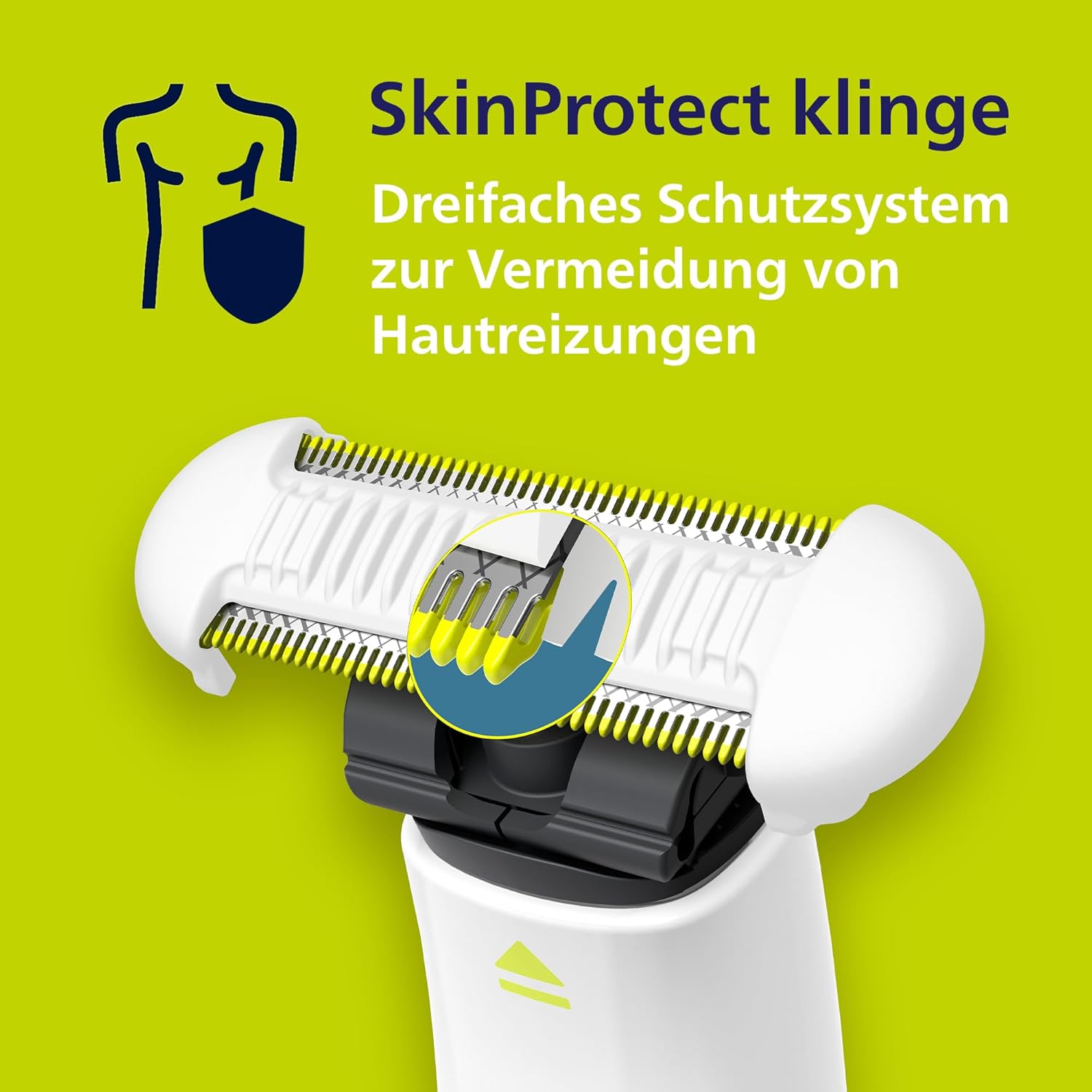Aparat de ras electric Philips OneBlade Intimate și aparat de tuns intim pentru bărbați și femei, cu protecție suplimentară a pielii, 2 lame SkinProtect, 1 accesoriu de tuns de 3 mm, QP1924/30, alb - Image 3