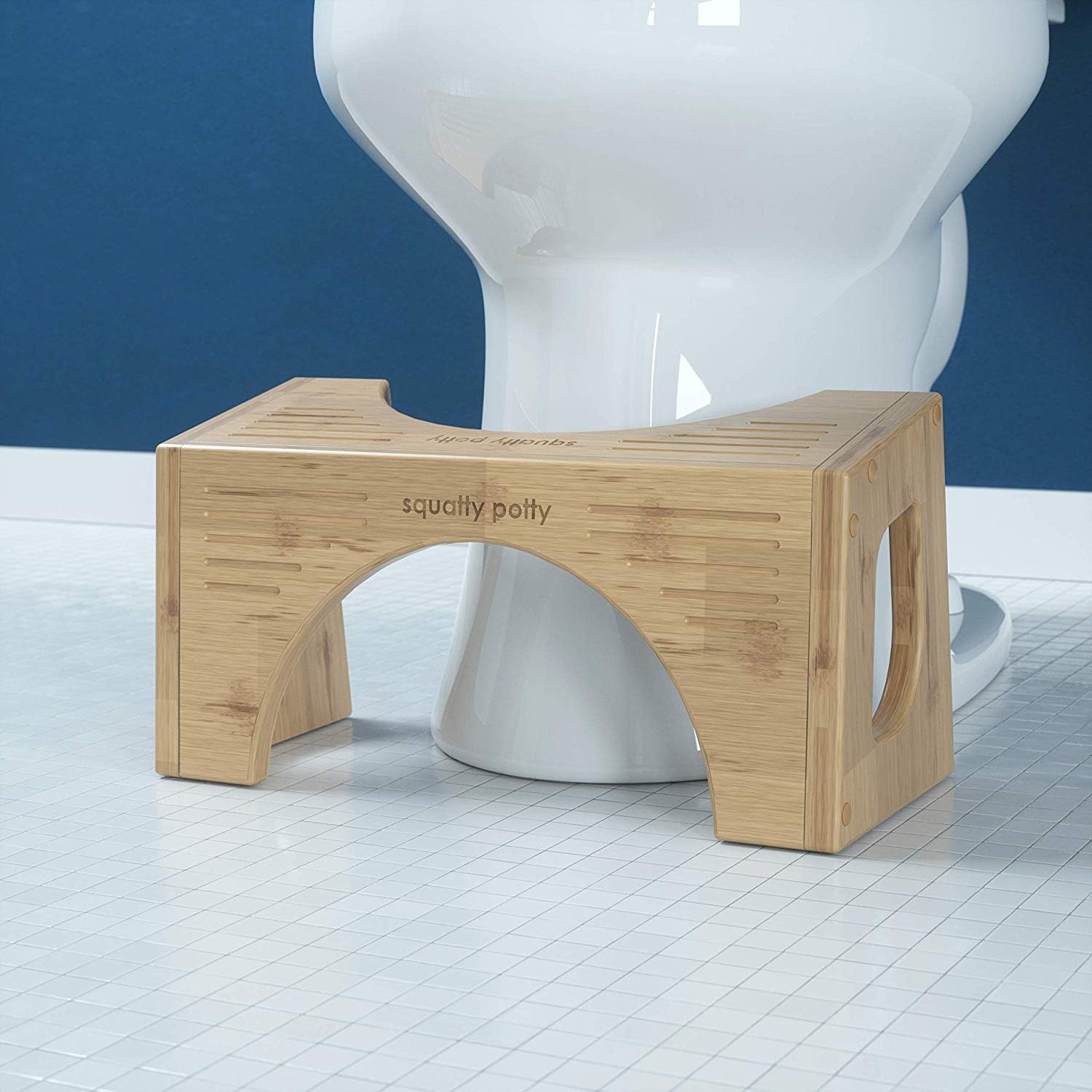 Squatty Potty Taburet de toaletă rabatabil original din bambus, înălțime de 18 cm și 23 cm, maro - Image 3