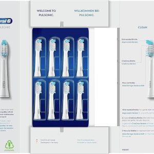 Oral-B Pulsonic Clean - Capete de periuță de dinți de schimb originale pentru periuțele de dinți sonice - Capete de periuță, Atașament pentru periuță de dinți și Periuțe de schimb pentru periuța de dinți sonică Oral-B, Ambalaj tip cutie poștală