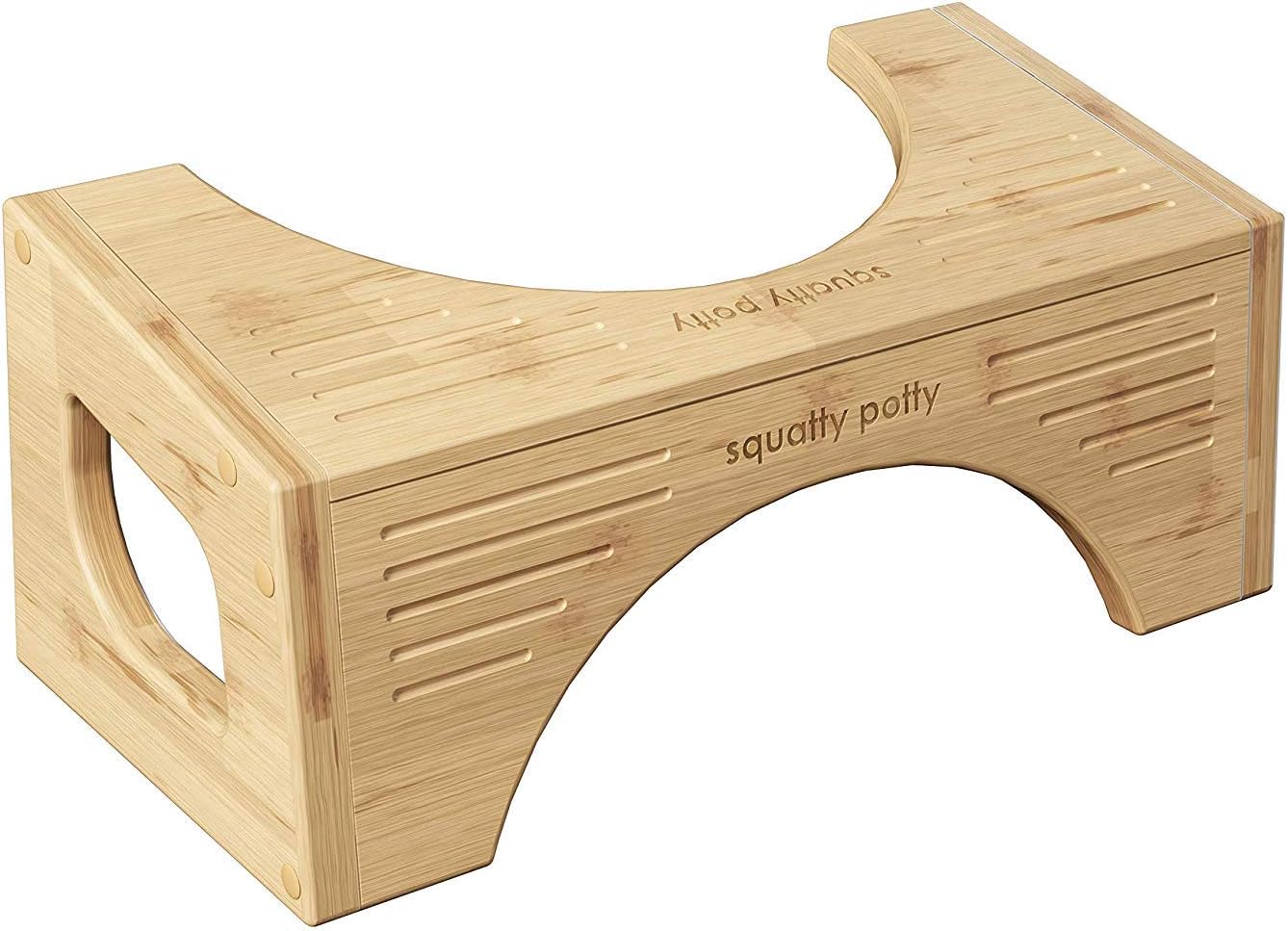 Squatty Potty Taburet de toaletă rabatabil original din bambus, înălțime de 18 cm și 23 cm, maro - Image 4