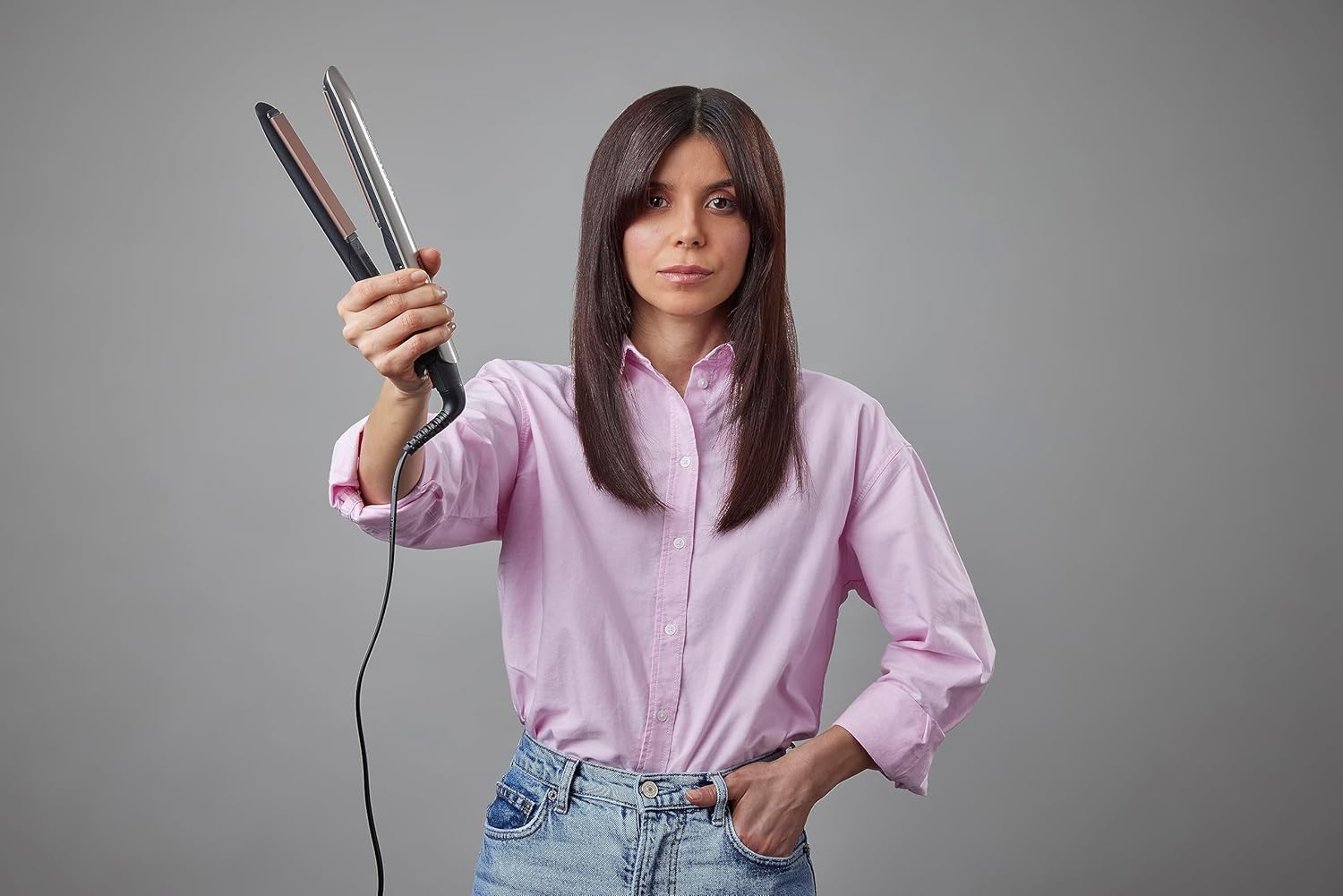 Placă de îndreptat părul Remington Keratin (acoperire ceramică cu keratină de înaltă calitate, îmbogățită cu ulei de migdale), afișaj LCD, 9 setări de temperatură 150-230 °C, placă de îndreptat părul S8540 - Image 5